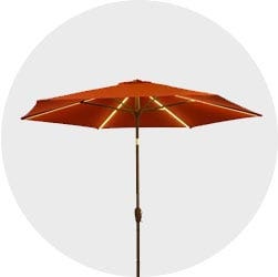 LED Market Umbrella, 9 ft. Red